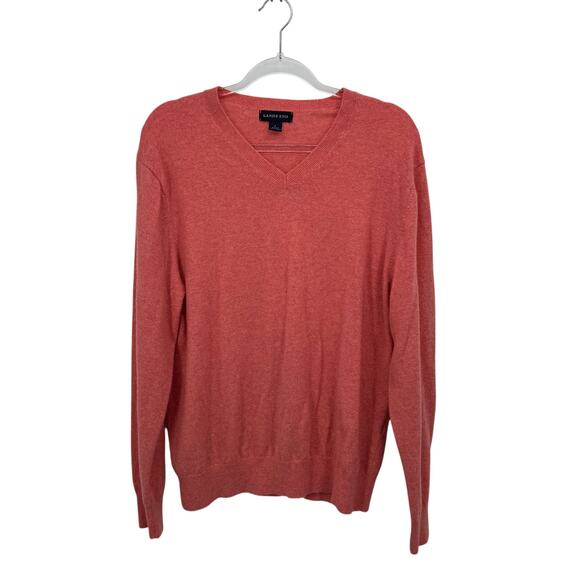 Lands’ End Mens 100% Cashmere Sweater Long Sleeve L Soft Comfort Casual Preppy - Picture 1 of 9